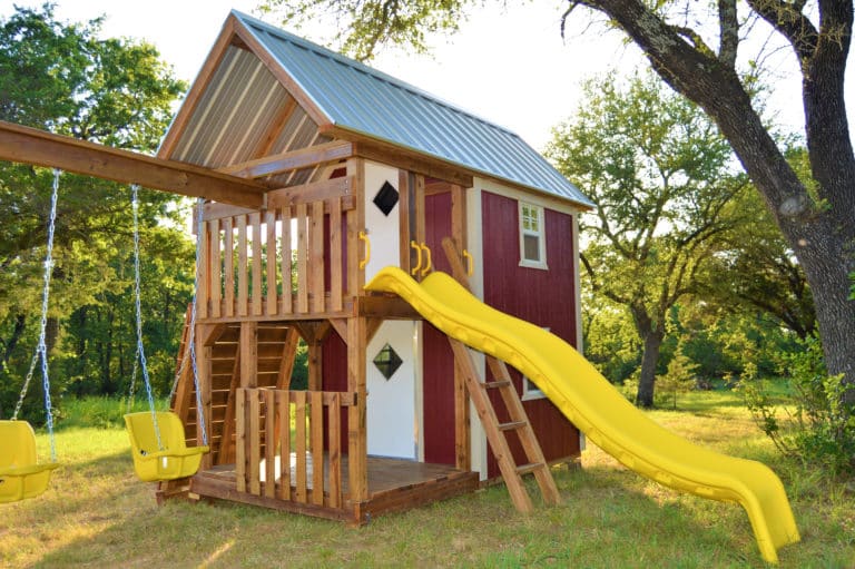 cabin playhouse swing set