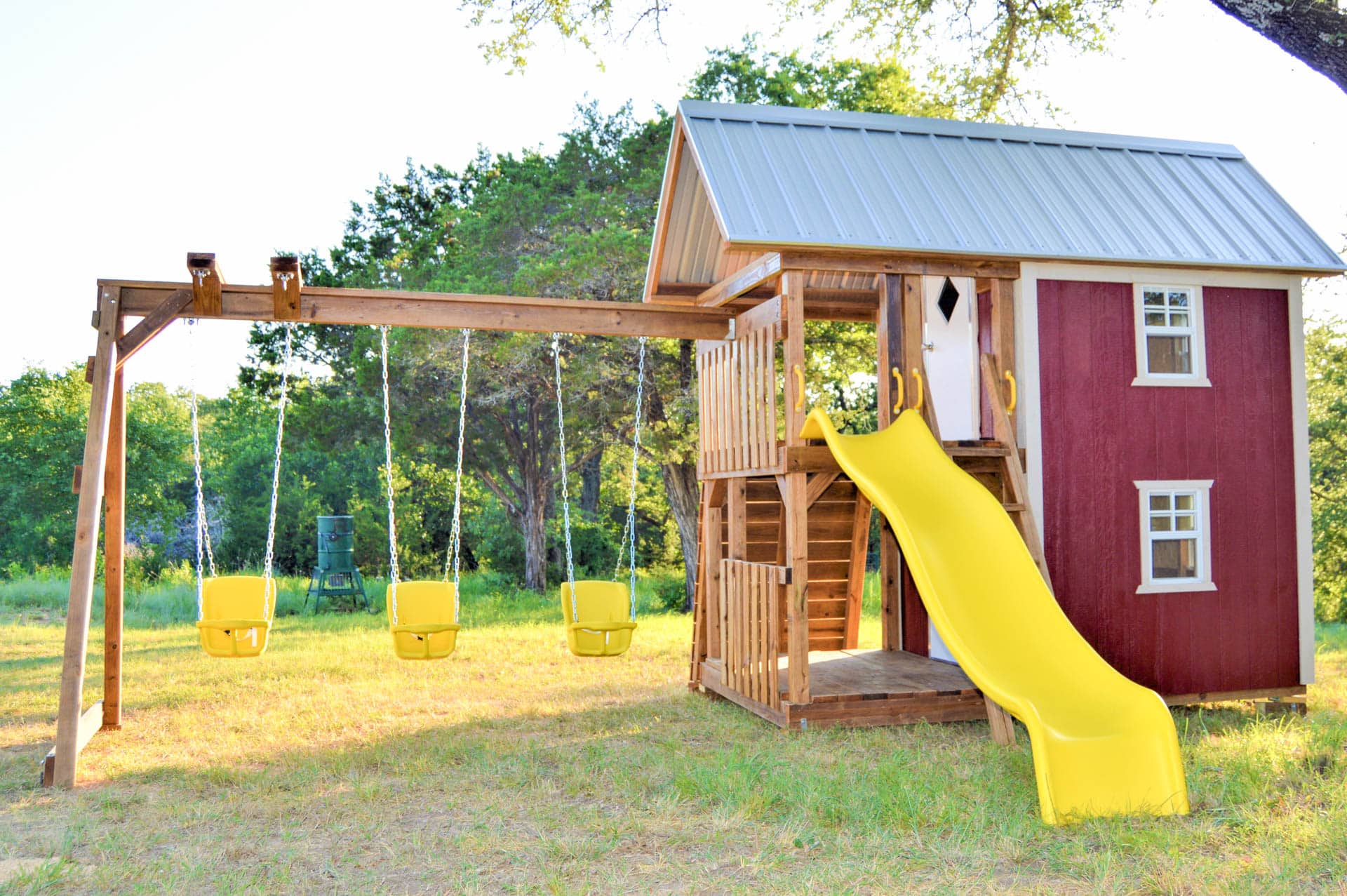 Wooden playhouse with clearance slide sale