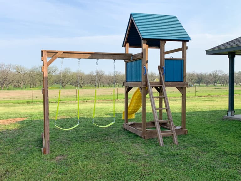 simple wooden swing set