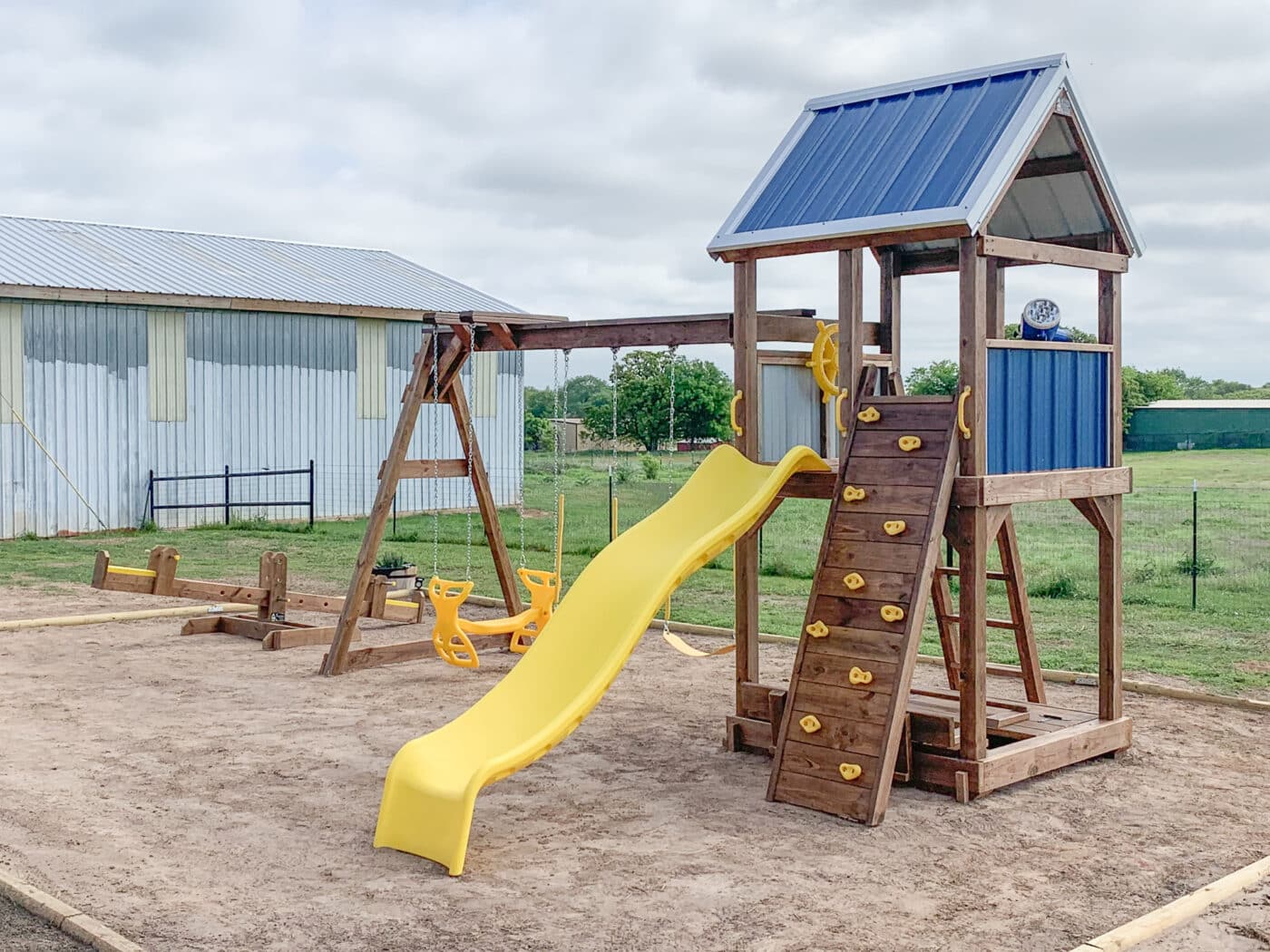wooden simple swing set